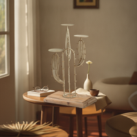 Cactus Candle Holder Metal Candelabra Vintage for Decorators