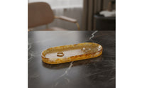 Marbled Oval Decorative Tray Amber Oval Vanity Tray Glossy Modern for Entryway