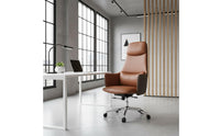 Adjustable Height Leather Office Chair with Headrest for Conference Room