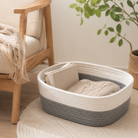 Cotton Rope Laundry Basket, Set of 3, Laundry Basket, Nordic Design, Storage Box, 30x23x12cm