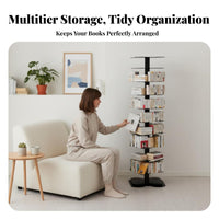 360° Rotating helical Book Tower Floor-Standing upright Book Tower Space-Saving book storage unit Multi-Tiered for Apartment Dwellers, Students, Homeowners, Small Spaces, Home Office, Living Room, Bedroom
