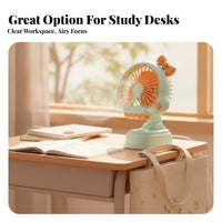 Tilted Head Mini Desktop Fan Compact Cooling Device Pedestal Stand