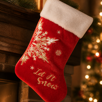 Christmas Stocking Embroidered Gold Stamping Candy Gift Bag Fireplace Hanging Decoration