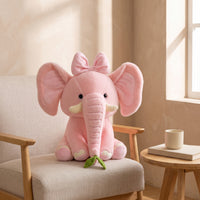 Soft Toy Elephant with Leaf Fuzzy Elephant Pillow Cute for Playroom, Baby