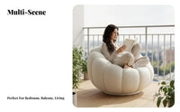 Sherpa Fleece Upholstery Pumpkindesign Sofa Chair Wide Seat Tufted Pumpkin Lounge Chair Oversized Design Accent Armchair Armless for Homeowners, Readers, Adults, Bedroom, literary reading corner, Living Room, Apartment