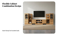 Sturdy Construction Extendable TV Cabinet Versatile Chinese Aesthetic Media Cabinet Rounded Corners Solid Wood Entertainment Unit Easy Assembly