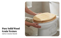 Long-Lasting Solid Wood Toilet Seat Waterproof Thickened Wood Toilet Seat Anti-Corrosive Bathroom Hardware for Homeowners, Adults, Restroom, Home