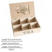 Multi-Compartment Wooden Tea Box Natural Wood Lidded Tea Storage Box