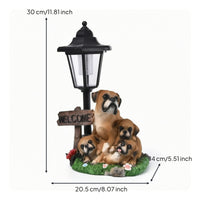 Dog Statue with Solar Lantern Decorative Lawn Ornament Rustic for Pathway, Porch