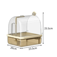 Transparent Panoramic View Hanging Bird Shower Easy to Disassemble Enclosed Bird Bathing Box Splash Proof Design Parakeet Bath House Quiet Water Circulator for Cockatiels, Parakeets, Small Birds
