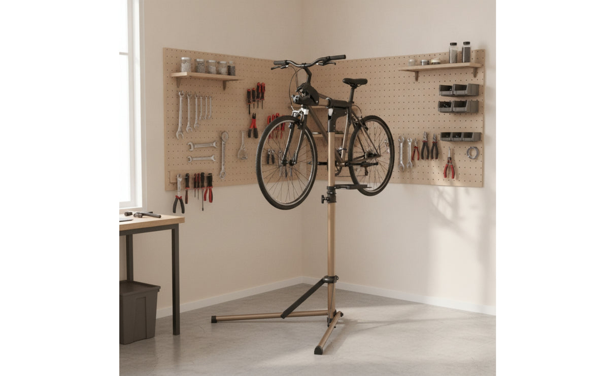 Aluminum Bike Repair Stand with Tool Tray Adjustable Bike Repair Stand Portable Bike Workstand Lightweight for Mechanics
