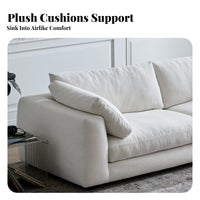 Three-Seater soft Sofa Wabi-Sabi Aesthetic Deep-Seat soft Couch French Cream design Living Room Furniture for Families, Adults, paleice, Bedroom, Dorm