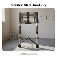 Heavy Duty Multi-Purpose Triangular-Frame Ladder Stable Triangular Structure Portable Step Ladder Non-Slip Feet Work Tool Self-Locking Mechanism for DIY Enthusiasts, Maintenance Workers, Indoor, Garage, Workshop, Job Sites