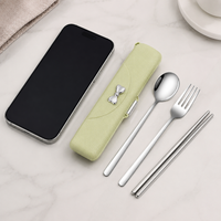 Portable Cutlery Set, Made of 304 Stainless Steel, Chopsticks, Spoon, Fork Set, With Case, For Office & Outdoor