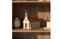 Wooden Church Kit Display Ornament Church Model DIY for Miniature Scene