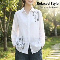 Embroidered Shirts for Women with Loose Fit Design, Casual White for Summer and Everyday Wear, Plus Size Blouse UK