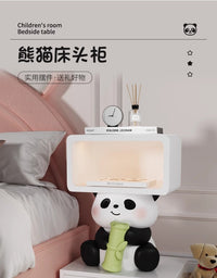 儿童房床头柜替代品创意小型极窄卡通可爱收纳柜储物柜卧室床边柜 小熊床头柜【抱花灯】