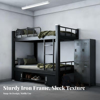 Steel Bunk Bed High Weight Capacity Dormitory Bed Full-Length Guardrail Bedroom Furniture for Students, Adults Quarters, Dorm Room, Hostel