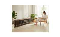 Retro TV Cabinet with Drawers Solid Wood TV Stand with Drawers Sleek-Profile Lowboard Mid-Century for Lounge