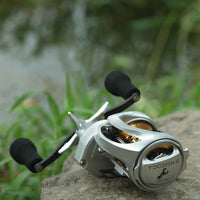 9+1 Bearings Metal Baitcasting Reel 16 Kg Drag Double-Handle Baitcasting Reel EVA Grip Round Baitcaster Compact