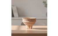 Honeycomb Textured Paper Pulp Vase Artisanal Look Vase with Handles Rustic Vessel Sculptural for Shelf Display