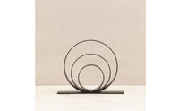 Tabletop Ornament with Concentric Rings Modern Metal Circle Sculpture on Base Decorative Geometric Table Ornament for Entryway