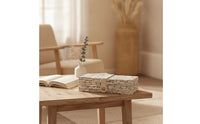 Wooden Storage Box with Cloth Rectangular Lidded Storage Box Large for Dresser, Closet