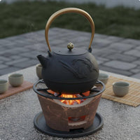 Cast Iron Teapot Uncoated Japanese Traditional Iron Teapot Multi-Cooktop Compatible Loose Leaf Tea Pot for Outdoor, Camping