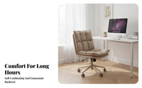360-Degree rotate Armless Upholstered rolling Chair Height Adjustable Upholstered Rolling Chair Ergonomic assistance Vanity Stool dense foam padding for Students, Home Office Workers, Adults, Study Room, Bedroom