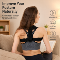 Adjustable Upper Back Posture Support, Black Textile Back Brace for Shoulder Alignment, Discomfort Relief, Body Shaping & Massage, Universal Fit