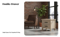 Bedside Cabinet with Drawer and Cupboard Utilitarian Design Nightstand Vintage Design Sturdy Construction