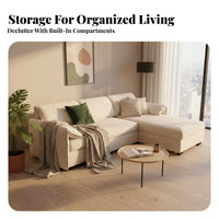 Sofa Bed with Storage Chaise Space-Saving Design Sleeper Sectional with Storage Chaise Performance Fabric transformable Furniture for Hosts, Home Office