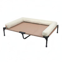 Detachable and Washable Elevated Dog Bed Easy to Clean Raised Pet Cot with Side Cushion Long-Lasting Construction Raised Cooling Pet Cot Heavy Duty Steel Frame for Patio