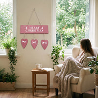 Easy to Hang Christmas Wall Sign Romantic Hanging Plaque with Hearts Warm Wooden Heart Sign Rustic for Homeowners