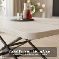 Foldable Design elevatingTop Coffee-to-Dining Table Height-Adjustable elevatingTop Folding Table Sturdy Construction Living Room Furniture Rounded Corners for Apartment Dwellers, Students, Home Workers, Small areas