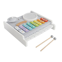 Colorful Musical Instrument Toy Set with Drums and Cymbals Early Learning Toddler Piano Drum Set Educational Kids Music Station Multi-Functional for Preschool