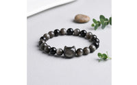 No Batteries Required Anti-Static Bracelet Couple's Design Wireless Static Discharge Wristband Adjustable Fit Beaded Feline Charm Bracelet Reusable for Couples, Winter