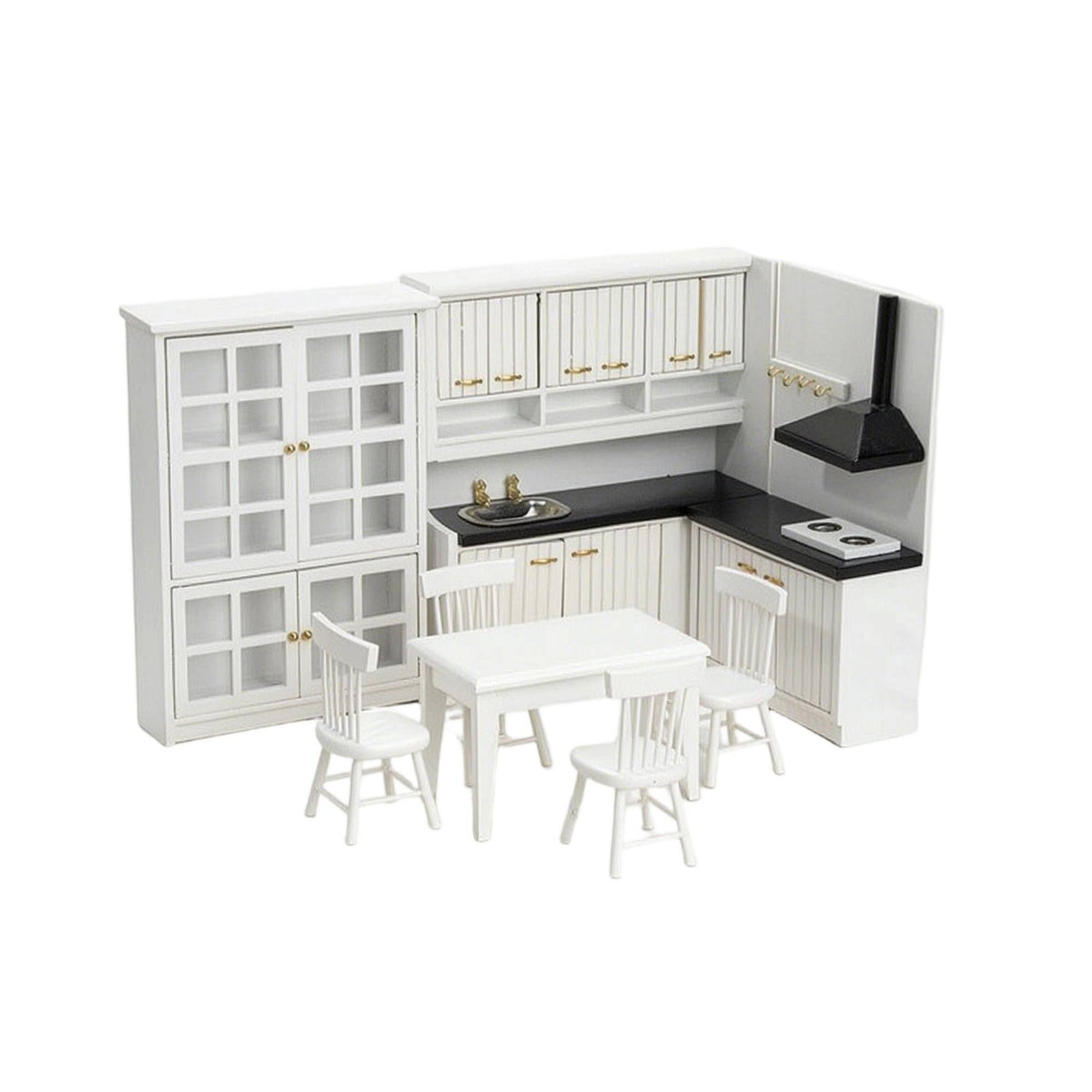 Miniature Kitchen Set 1:12 Scale Dollhouse Kitchen Cabinet Detailed for Diorama
