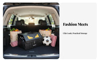 Foldable Car Storage Box Space Saving Foldable Trunk Box Large Capacity Foldable Trunk Container for Families, Drivers, Road Trips, Camping, Garage