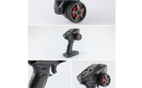 Replacement RC Transmitter with Steering Wheel Dual-Rate Adjustment Pistol Grip Transmitter Ergonomic Pistol Grip Controller Textured for Hobbyists, Racing Practice, Bench Setup