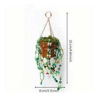 Hanging Plant Pot Ornament Beaded Plant Hanger with Beads Decorative Disco Ball Planter with Chain for Window, Porch, Balcony