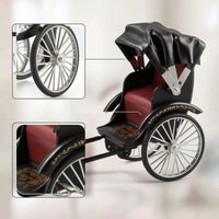 Rickshaw Model Retro Vintage Rickshaw Miniature Pedicab Model with Canopy Decorative Vehicle Detailed for Collectors, Desk