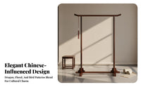 Solid Wood Chinese Design Clothing Rack Sturdy Construction Antique Design Garment Stand Stable and Long-Lasting Wooden Clothes Stand Multifunctional for Homeowners, Hotel Owners, Bridal Shop, Retail Shop, Hallway, Apartment