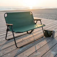 Foldable Design Double Folding Chair Heavy Duty 2 Person Folding Camp Chair Anti-Slip Feet Portable Outdoor Loveseat Rust Resistant Frame for Campers, Couples, Picnic, Patio, Backyard