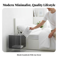 Modern Design Acrylic Cube End Table Minimalist Design Transparent Multi-Level Stand Space-Saving Nightstand With Storage Shelf for Apartment Dwellers, Young Adults, Homeowners, Bedroom, Small Areas, Living Room, Entryway