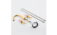 Polished Gold Two-handleHandle Bathroom Faucet Arched Spout Basin Mixer Tap Hot and Cold Three-Hole Faucet Leak-Resistant-Drip-Resistant for Vanity, Washroom
