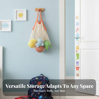 Over the Door Ball Holder Space Saving Toy Storage Hanging Basket Large Capacity Athletic Gear Storage Bag for Parents, Bedroom, Hallway, Dorm Room