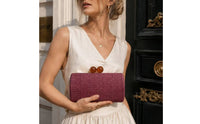 Clutch with Bead Clasp Textured Evening Clutch Bag Elegant Evening Purse for Parties