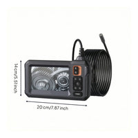 8mm Endoscope Camera with Hard Cable Waterproof Industrial Endoscope with Screen Portable Snake Scope Compact for Mechanics, Plumbers