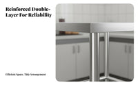 Stainless Steel Work Table High Load Capacity Commercial Food Prep Table Reinforced Structure for Caterers, Restaurant Hotel, Cafeteria, Workshop
